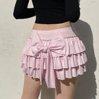 Bow Pleated Mini Skirt