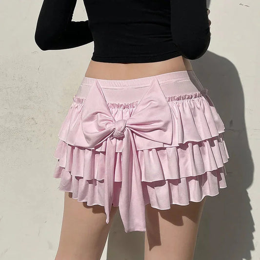 Bow Pleated Mini Skirt