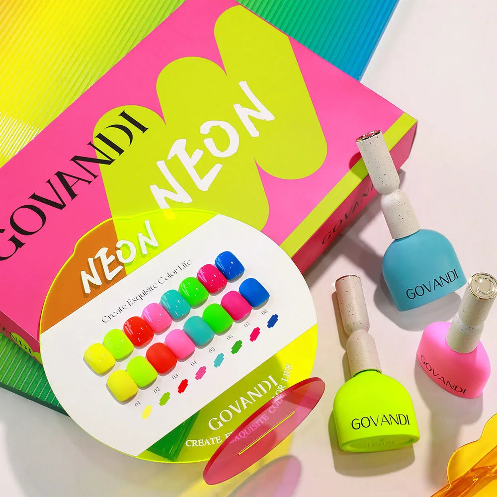 8pcs/set High-end Gel Nail Polish Set With Display Vernish Summer Neon Semi Permanent UV Gel Nail Art Manicure For Nails 15ml