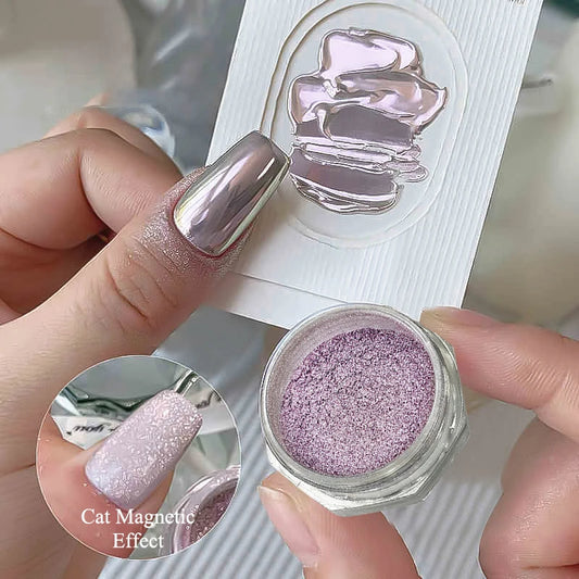 Water Light Purple Cat Magnetic Nail Powder Glitter Cat Magnet Effect Metallic Nail Pigment Dust Nail Art Supplies Decoration
