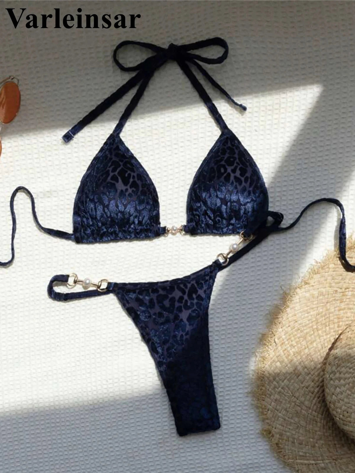 Leopard Halter Mini Thong Bikini