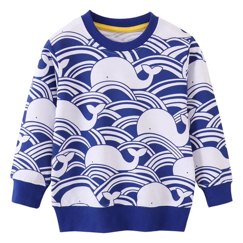 Whale Print Long Sleeve Sweatshirt