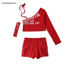 Off Shoulder Crop Top Jogger Pants Set