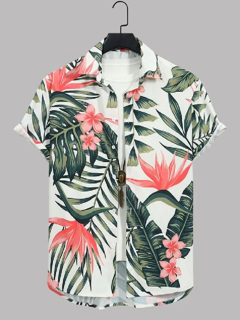 Short Sleeved Shirt With Lapel Button Up