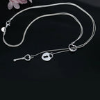 925 Sterling Silver Heart Lock Key Necklace
