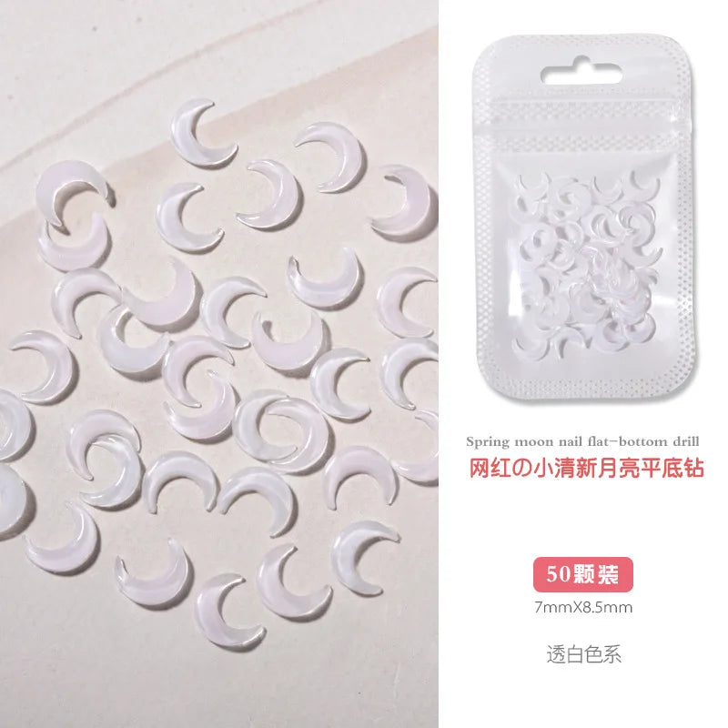 50PCS Aurora Acrylic 3D Nail Art Bow Charm For Nails Decoration Design Kawaii Manicure Accessories Bow-knot DIY Craft Supplies