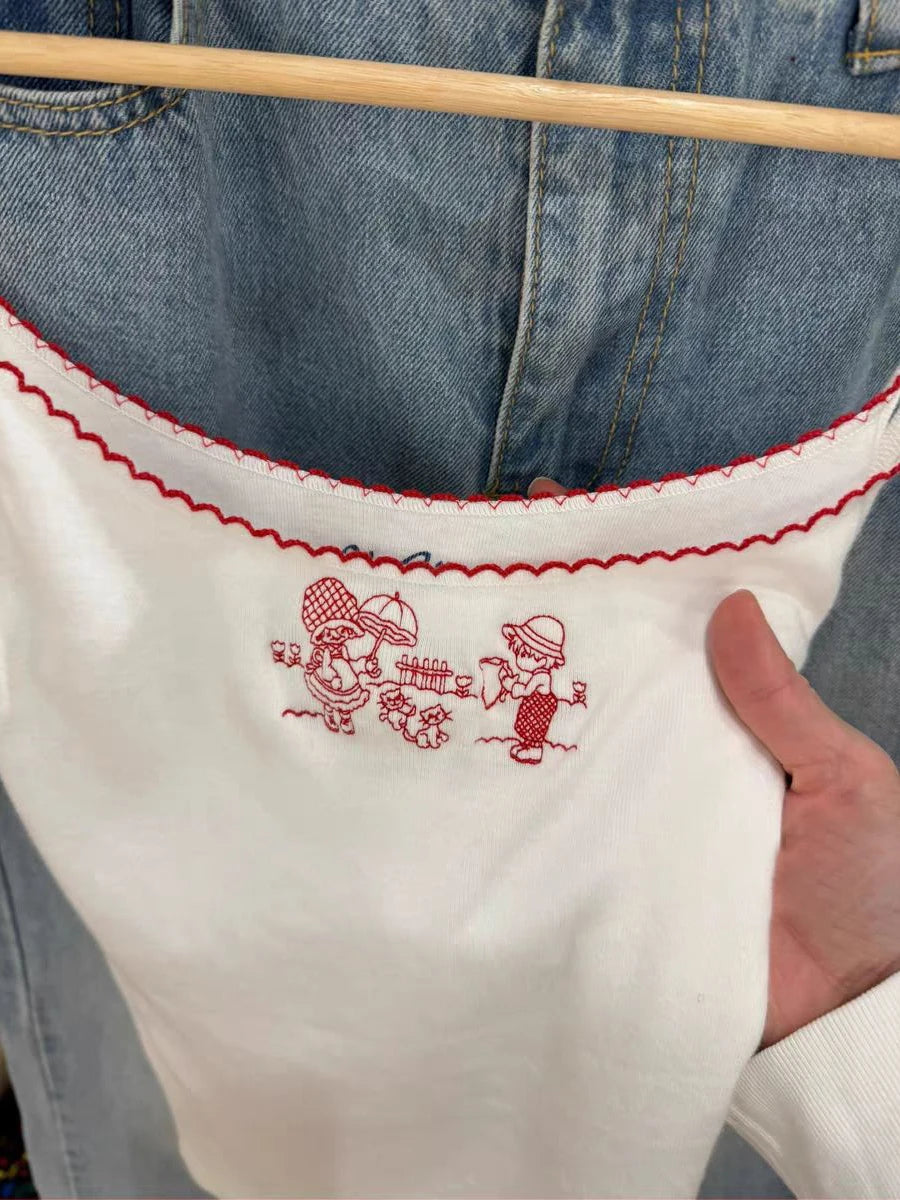 Girls And Cats Embroidered Cami