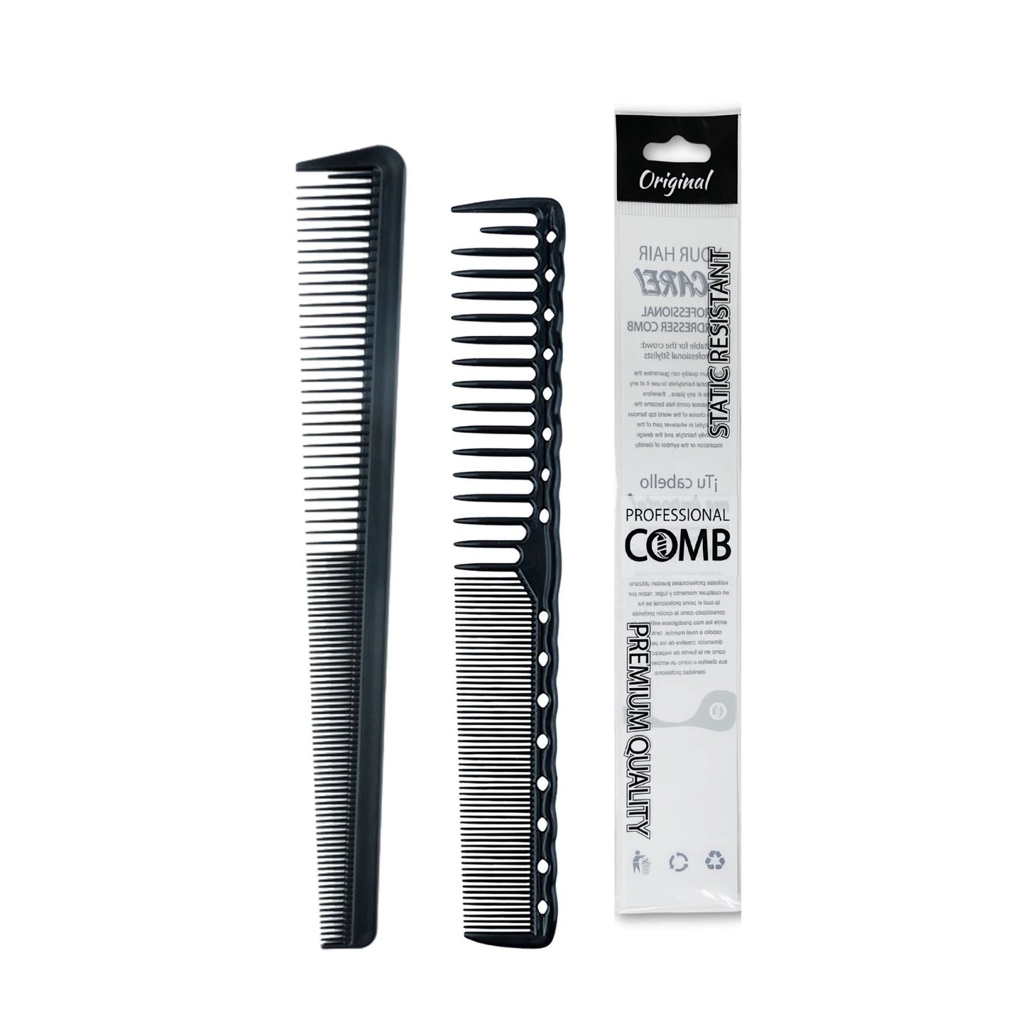 2PCS Set Professional Barbershop Hairdressing Dense Teeth Comb Anti-Static Edge Corner Comb Flat Haircut Styling Trimming Tools