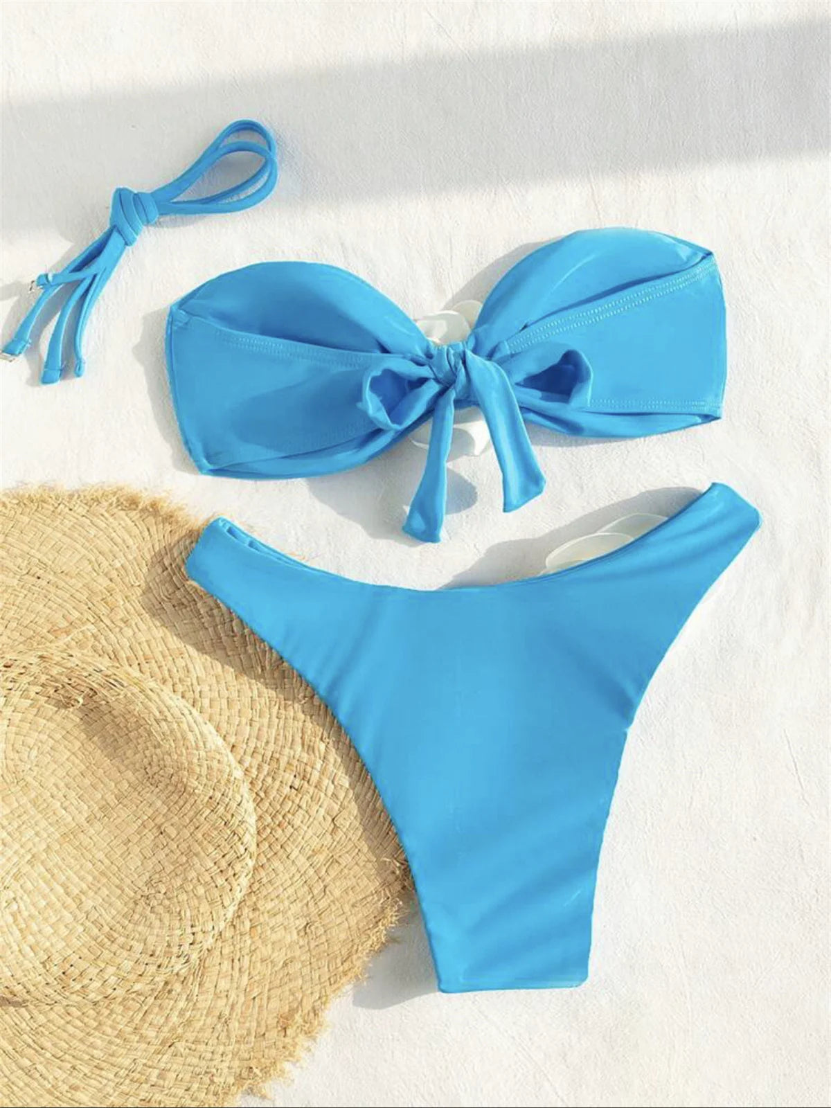 Daxiyee 3D Flowers Bandeau Bikini