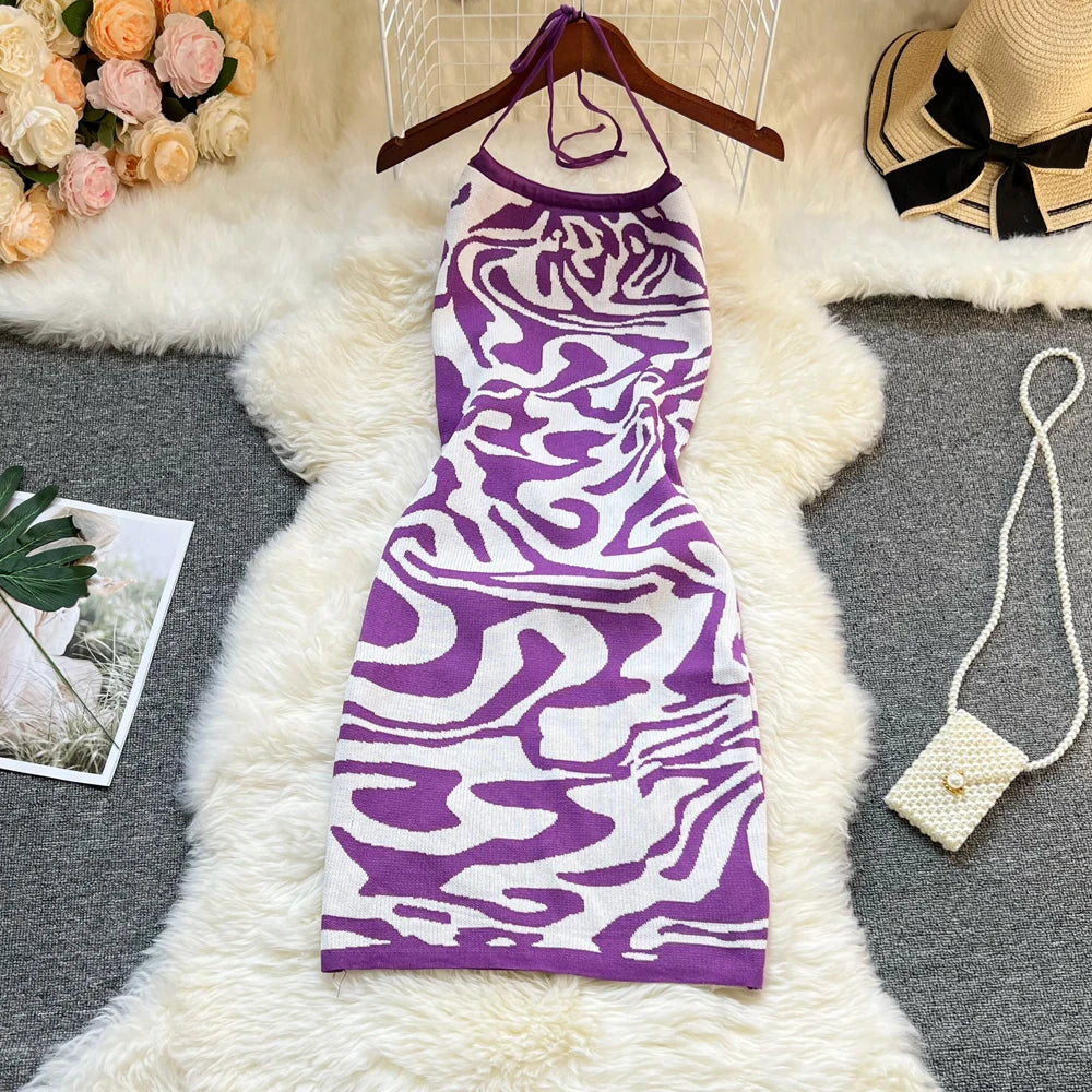 YuooMuoo Halter Bodycon Mini Dress