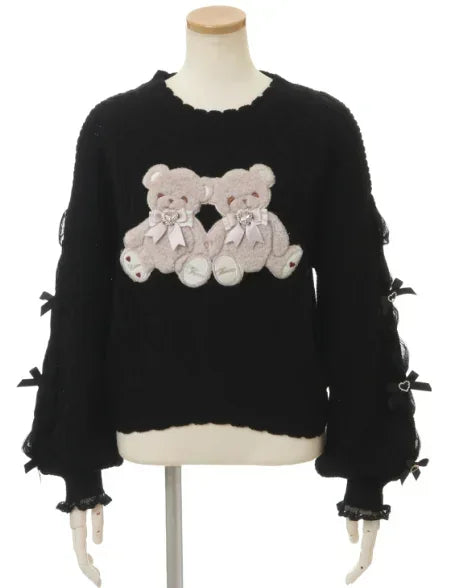 Cartoon Bear Knit Pullover Sweater