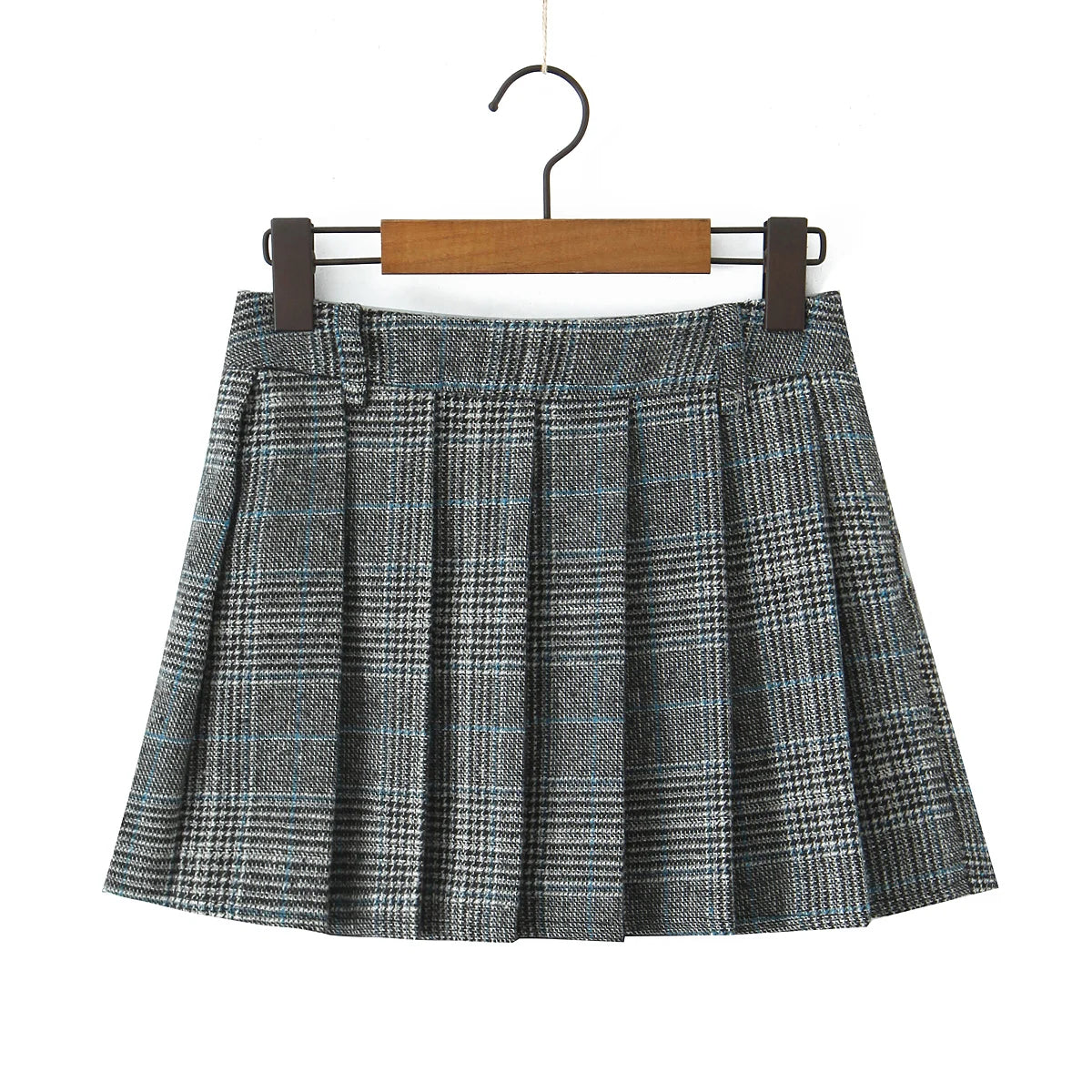 Plaid Tweed Mini Pleated Skirt