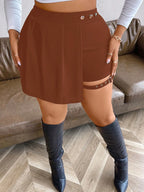 High Waist Pleated Button Skirt