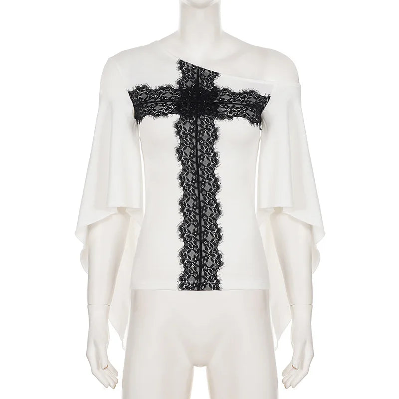 Lace Stitch Cross T-Shirt