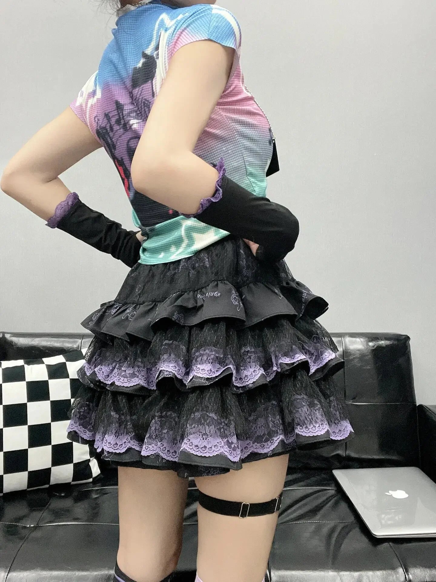 Lace Layered Puff A-line Skirts