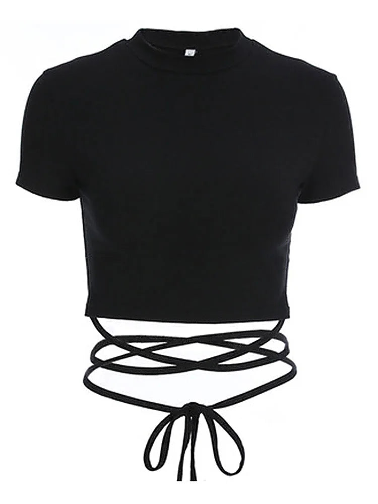 Cross-Tie Waist Crop Top