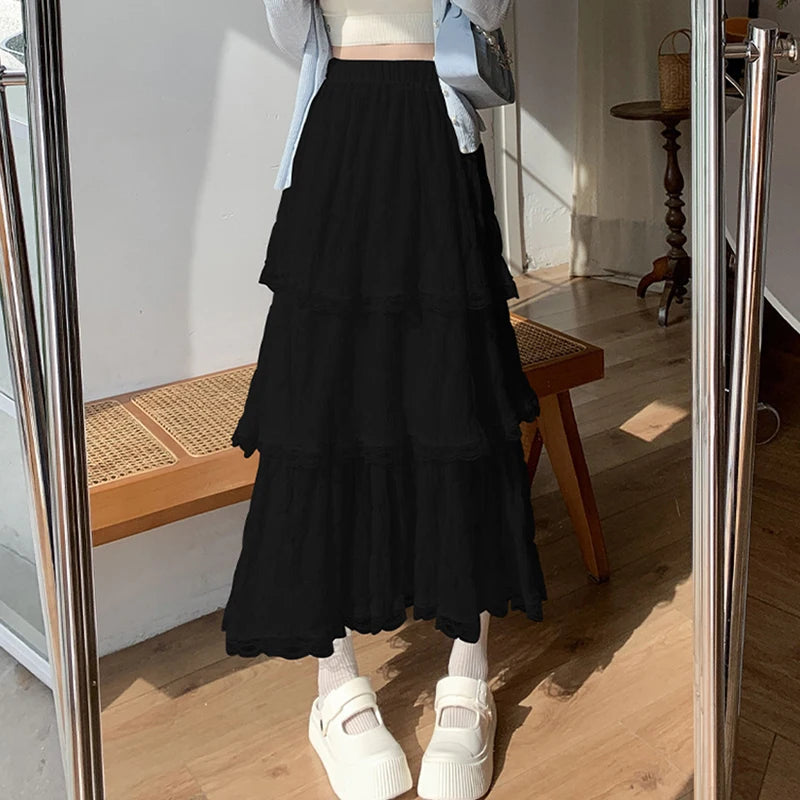 Lace Cake Puff Chiffon Skirt