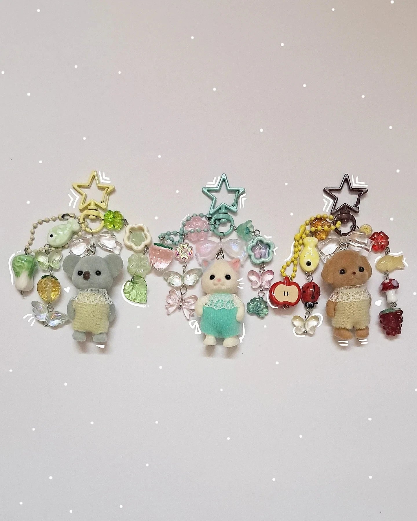 ˋ°•⁀ Super cute caramel cat flocked plush toy, Animal Family bag charms  keychain