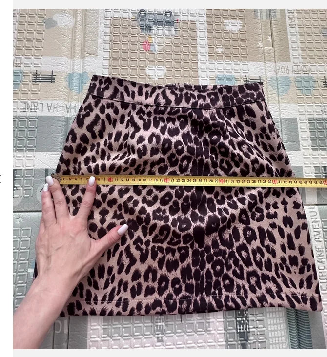 High Waisted Leopard Print Mini Skirt