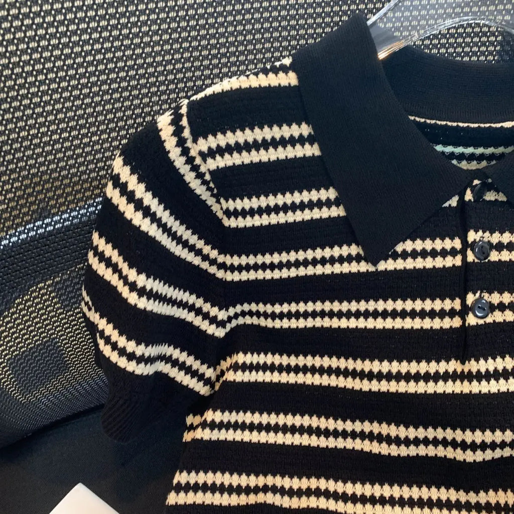 Knitted Stripe Polo
