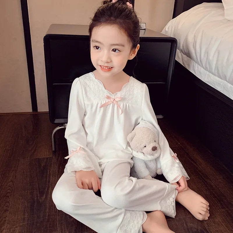 Long Sleeve Lace Detail Sleepwear Set