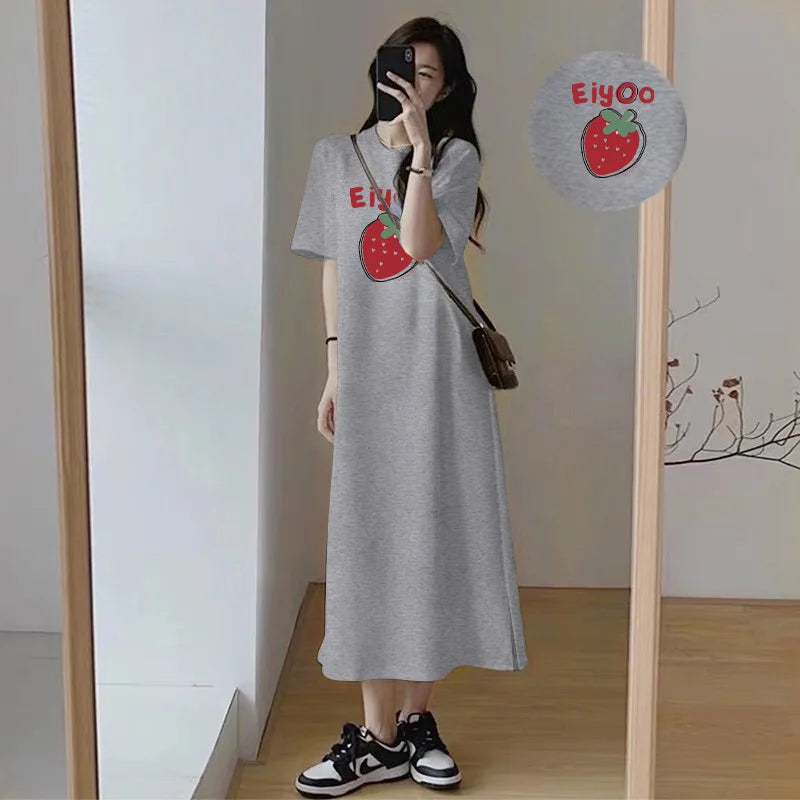 Strawberry Print T-Shirt Dress
