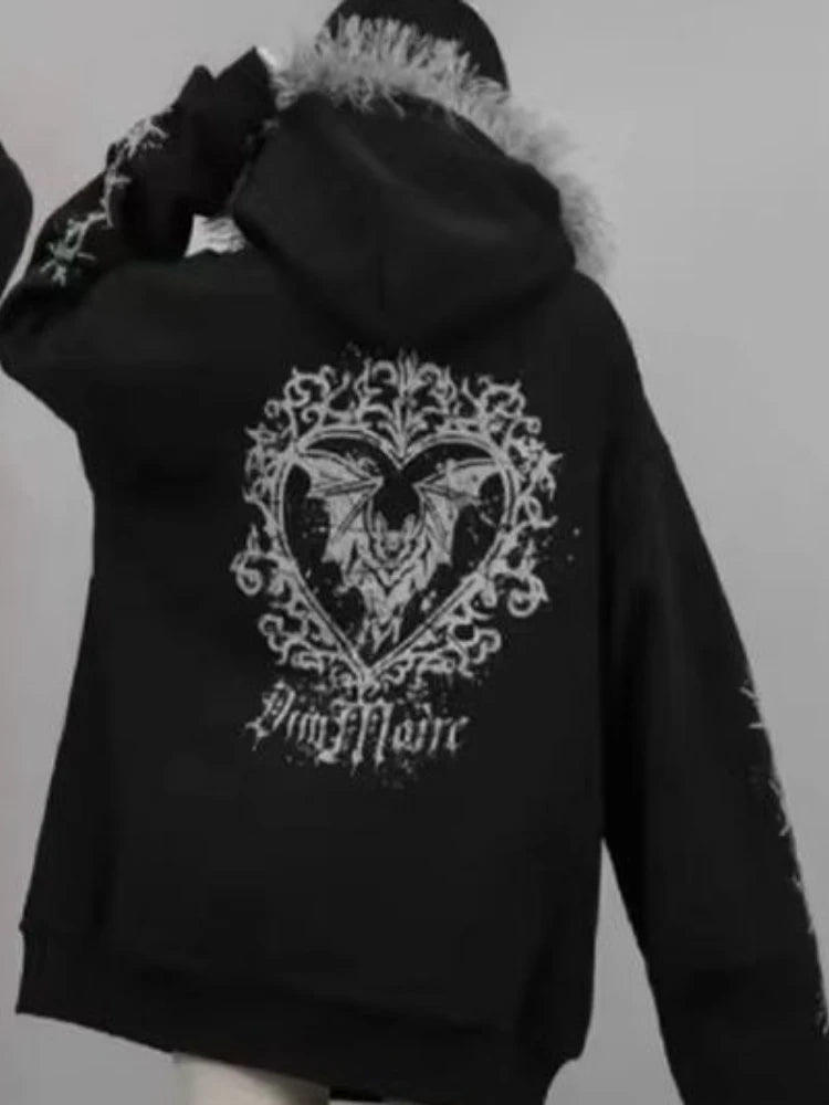 Fur-Lined Zipper Hoodie Jacket