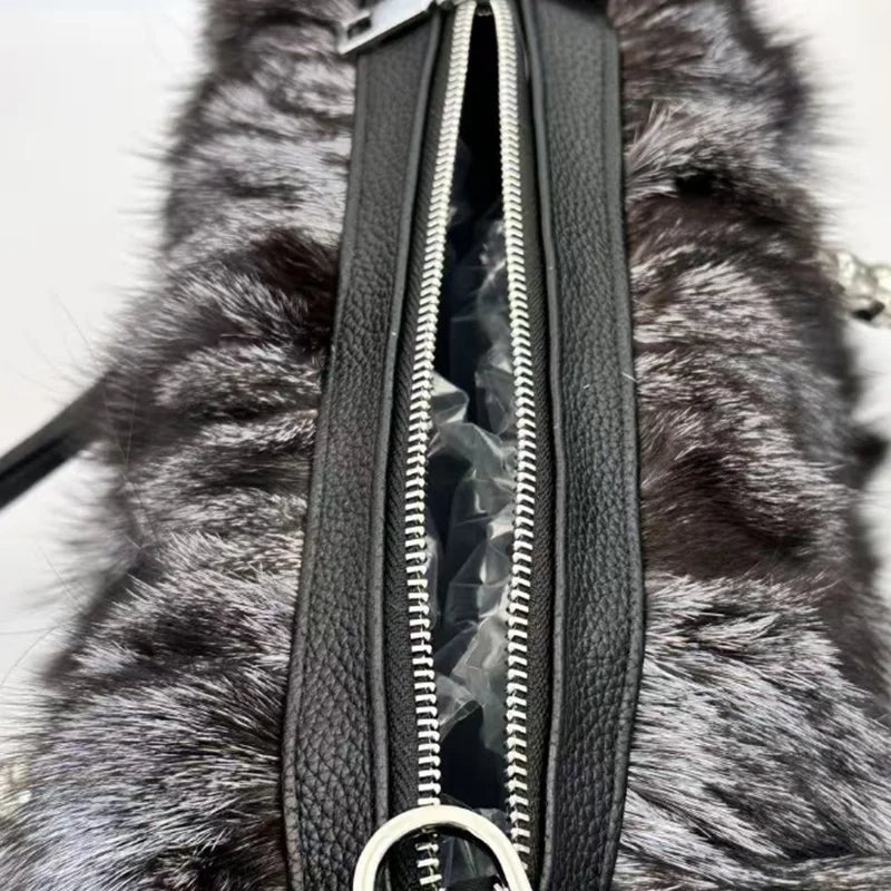 Natural Fox Fur Clutch Bag