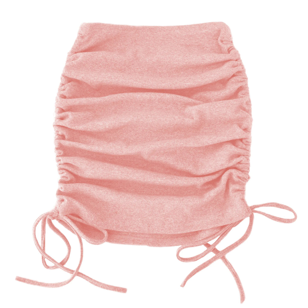 Solid Color Drawstring Ruched Skirt