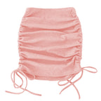 Solid Color Drawstring Ruched Skirt