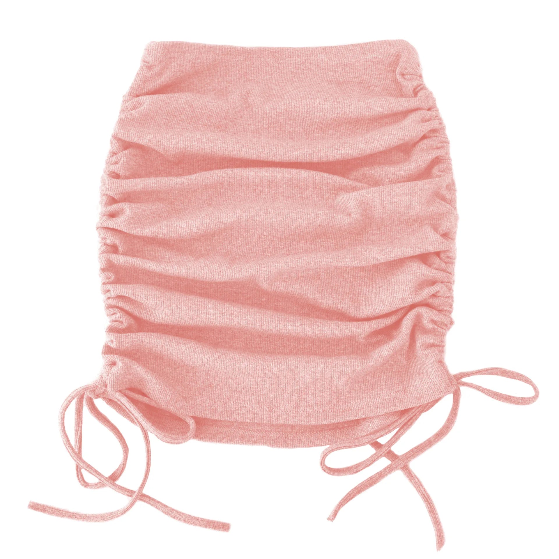 Solid Color Drawstring Ruched Skirt