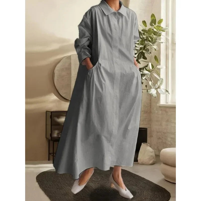 Long Sleeved Lapel Dress