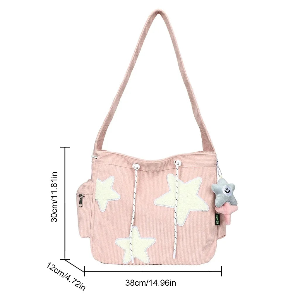 Star Pattern Corduroy Crossbody Bag