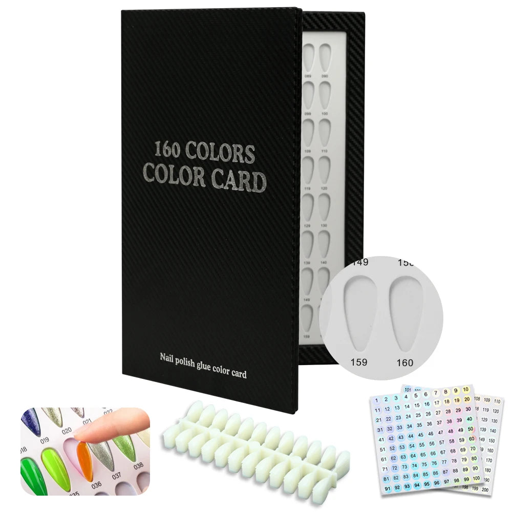 New 160Colors Waterproof Nail Display Book Nail Polish Books With 240 Fake Nails Tips False Nails Styles Showing Book Nails Tool