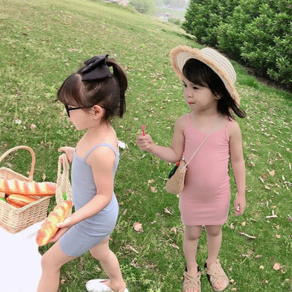 キッズ女の子服 夏物新作 スリングドレス スリムスタイルワンピース スイートで可愛い普段使いの子供服