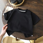 Solid Cotton Casual Short Sleeve Tee