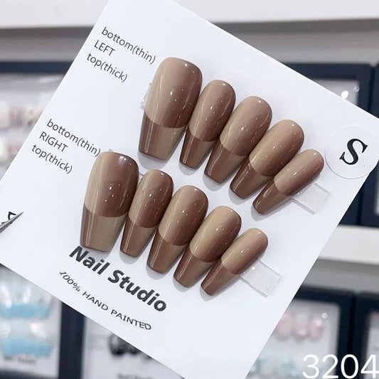 Medium-length Coffin Design Reusable Adhesive Fake Nails