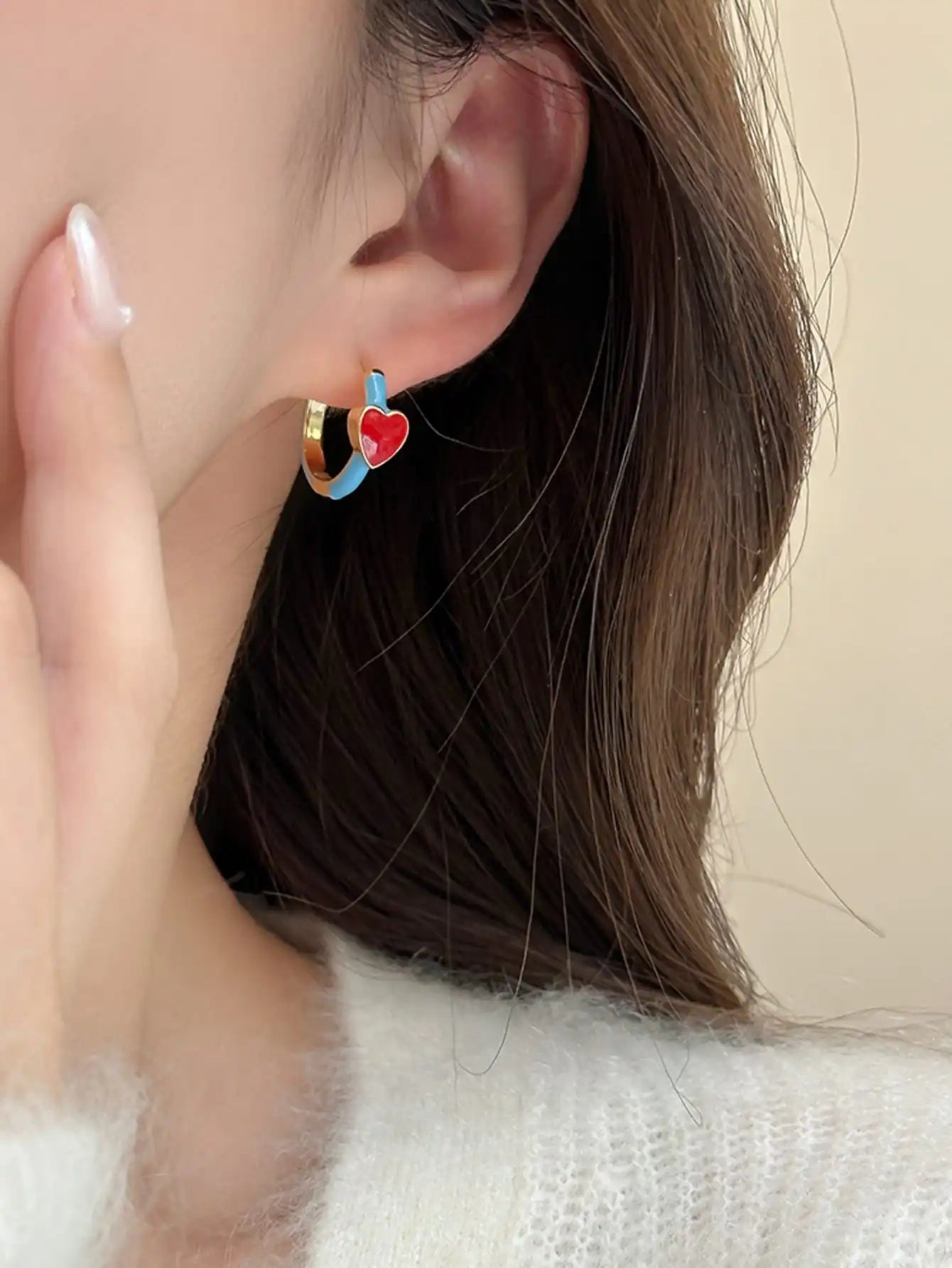 Heart Decor Hoop Earrings