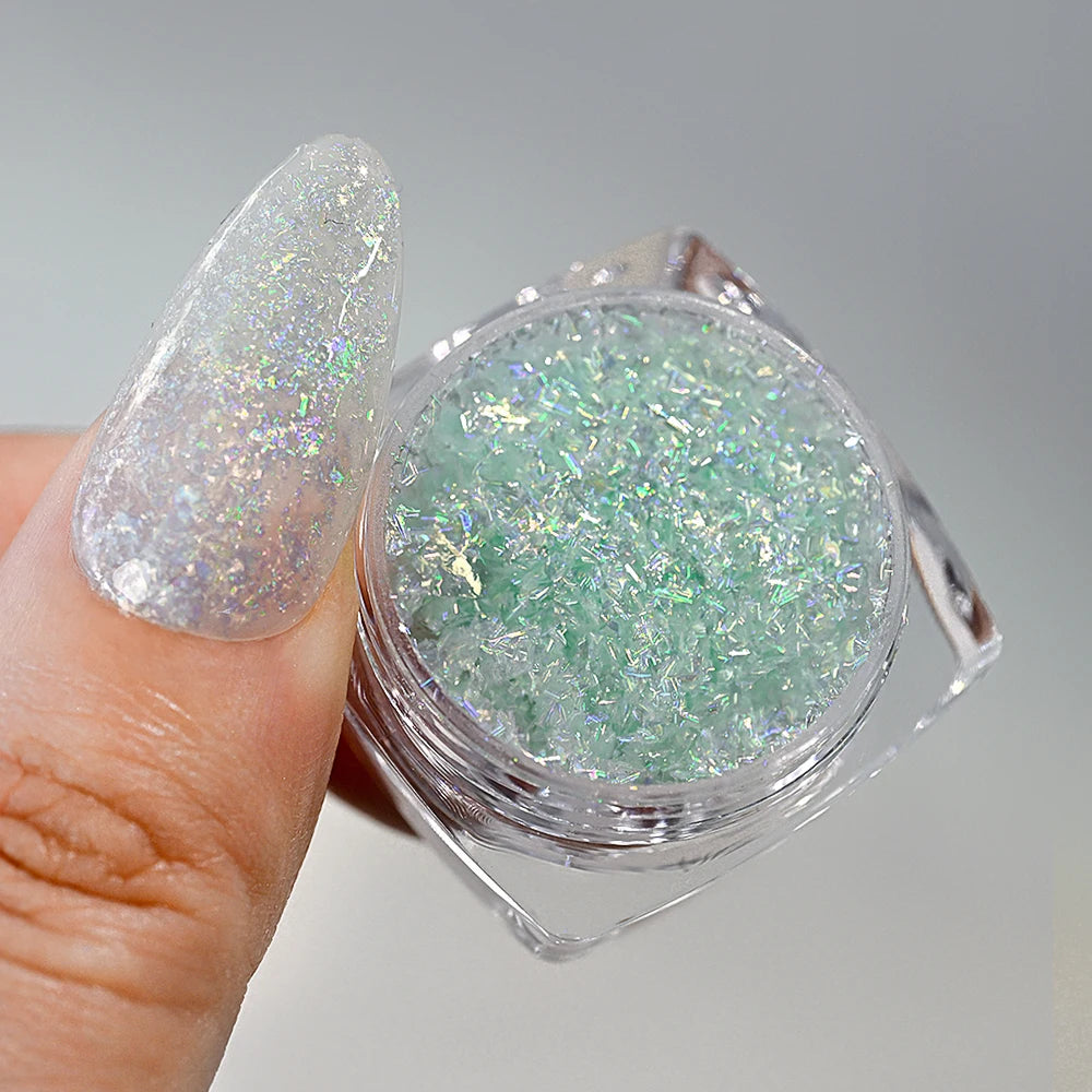 5-Colors Dreamy Aurora Purple Brocade Nail Glitter Powder Ultra-thin Polarized Edelweiss Purple Powder DIY Manicure Opal Dust