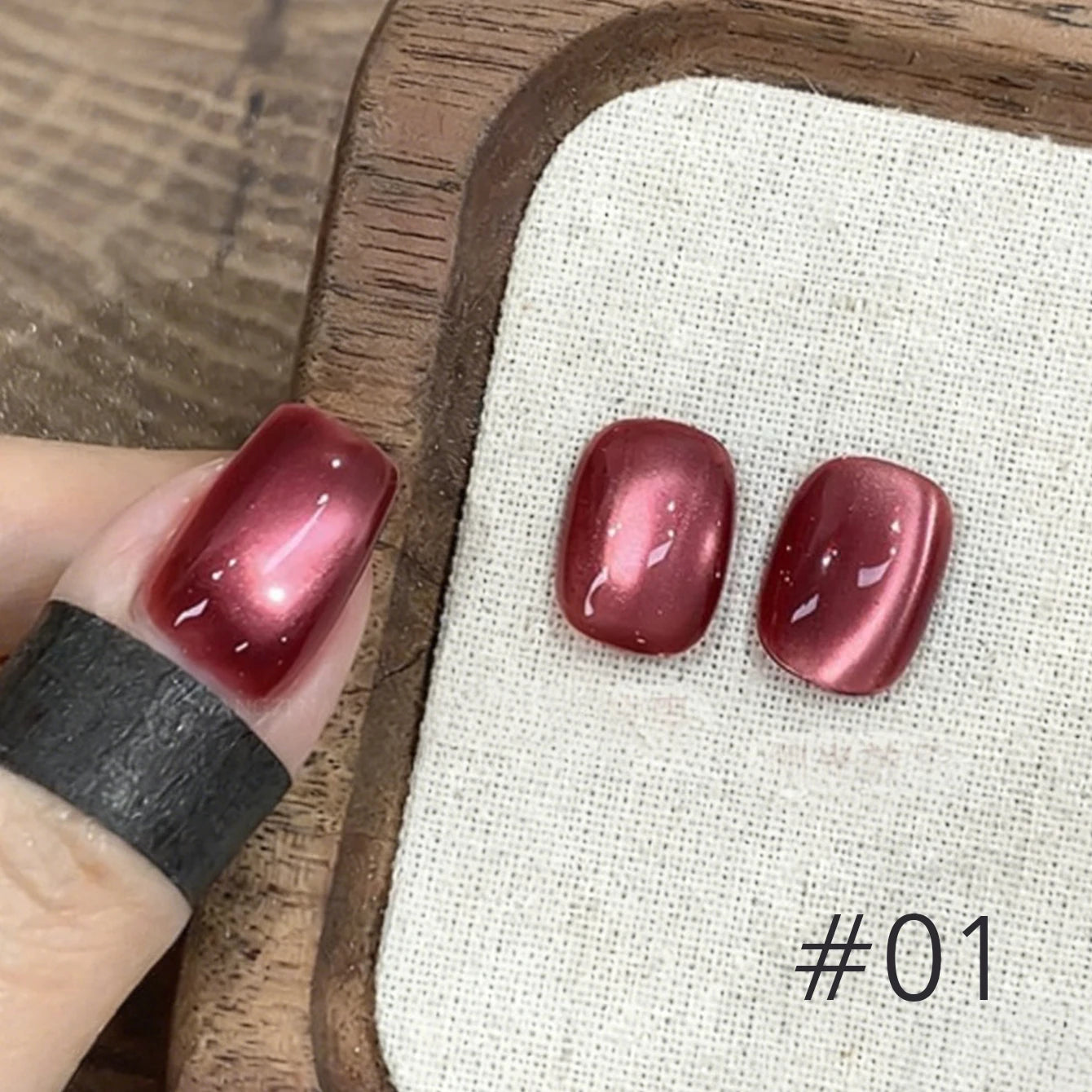 10ML 1-8PCS Red Cat Eye Nail Polish Red Nails 2026 New Cherry Wine Deep Red Glass Bead Magnet Cat Eye Spear Crystal Gel