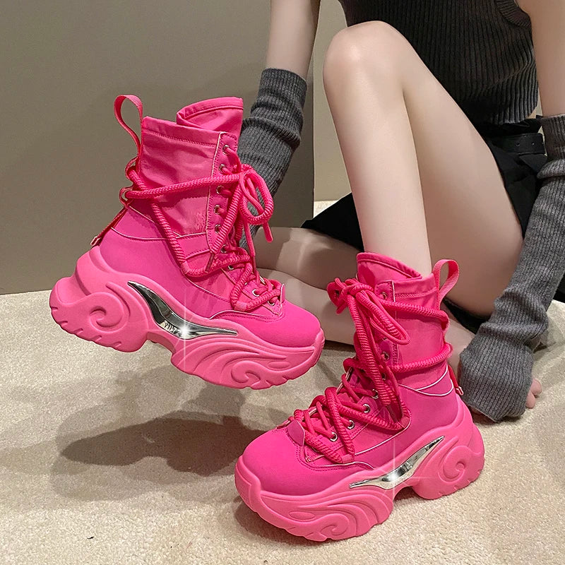 Ankle Chunky High Platform Breathable Sneakers