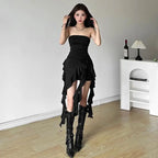 Irregular 3D Roses Ruffle Slim Top
