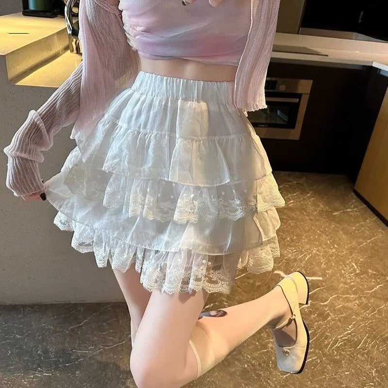 High-Waisted Fluffy A-Line Short Skirt