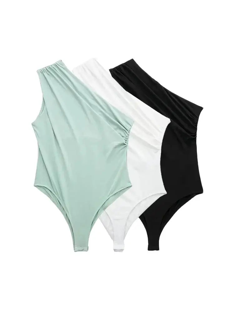 Ruched Asymmetric Bodysuits