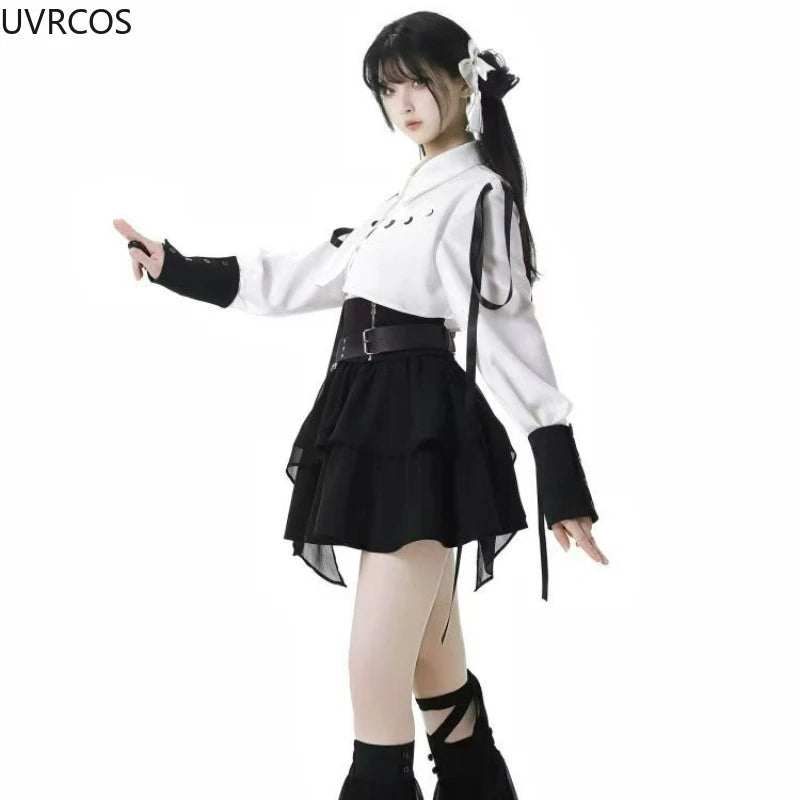 Shirt + Slim Mini Pleated Skirt Set