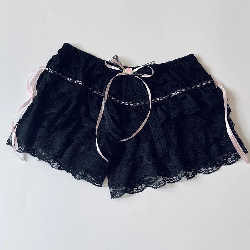 Bow Lace Trim Shorts