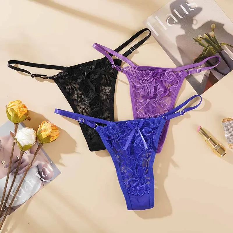 Adjustable Waist Lace Thong