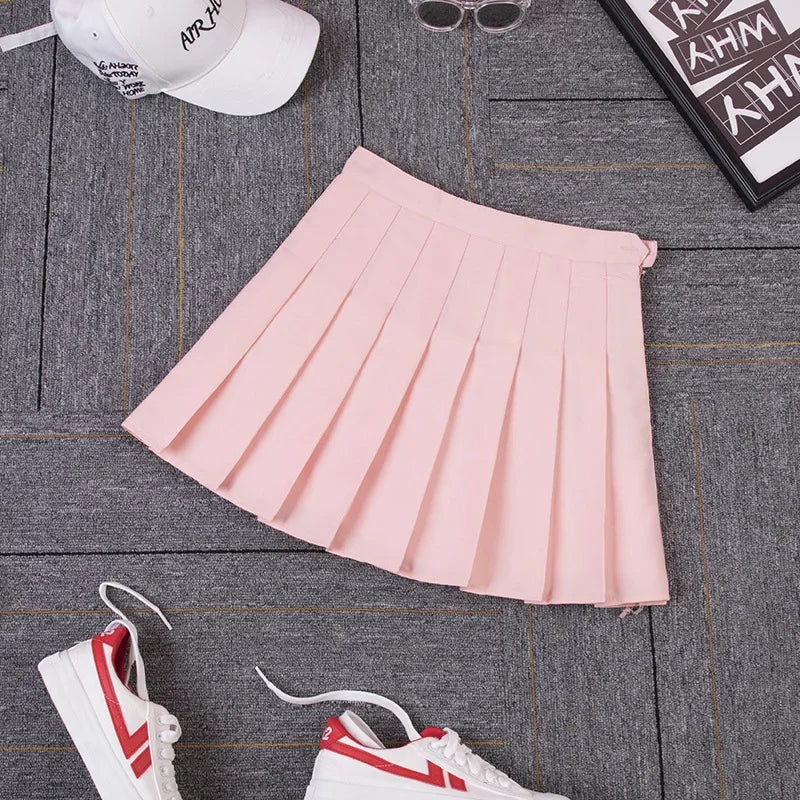High-Waisted Pleated Plaid Mini Skirt