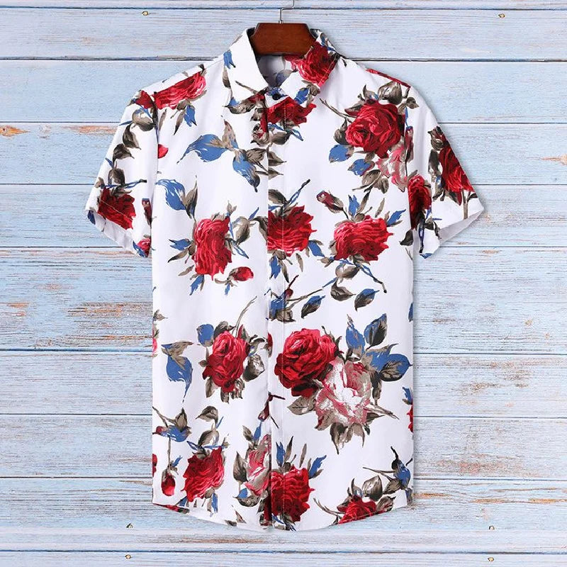 Short Sleeved Shirt With Lapel Button Up