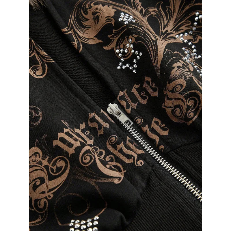 Faux Fur Trim Corset Zip-Up Hoodie